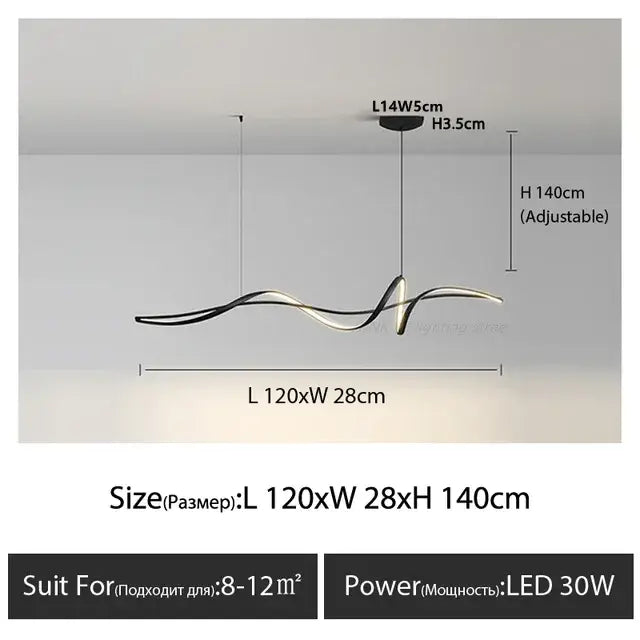 Modern black & silver aluminum led chandelier dining room light
