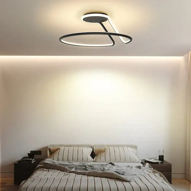 Modern black & white aluminum led chandelier bedroom light