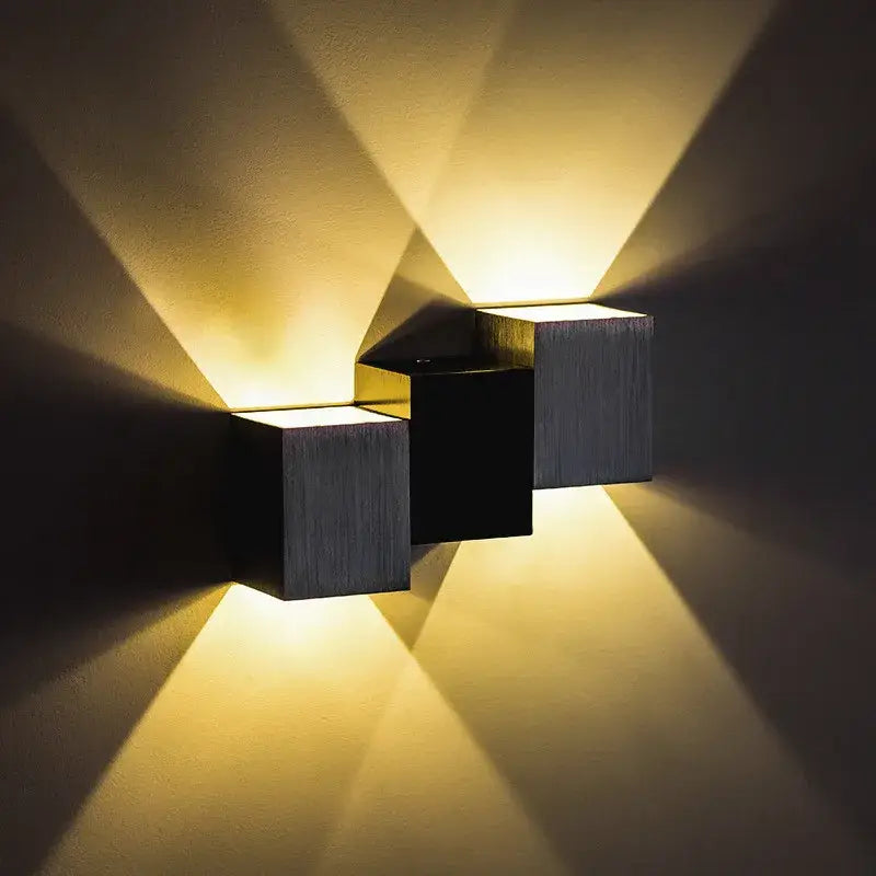 Modern black & silver geometric aluminum led wall lamp bedroom light