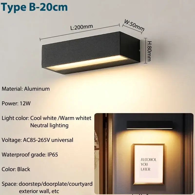 Modern black rectangular outdoor wall sconces – patio warm light