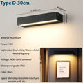 Modern black rectangular outdoor wall sconces – patio warm light