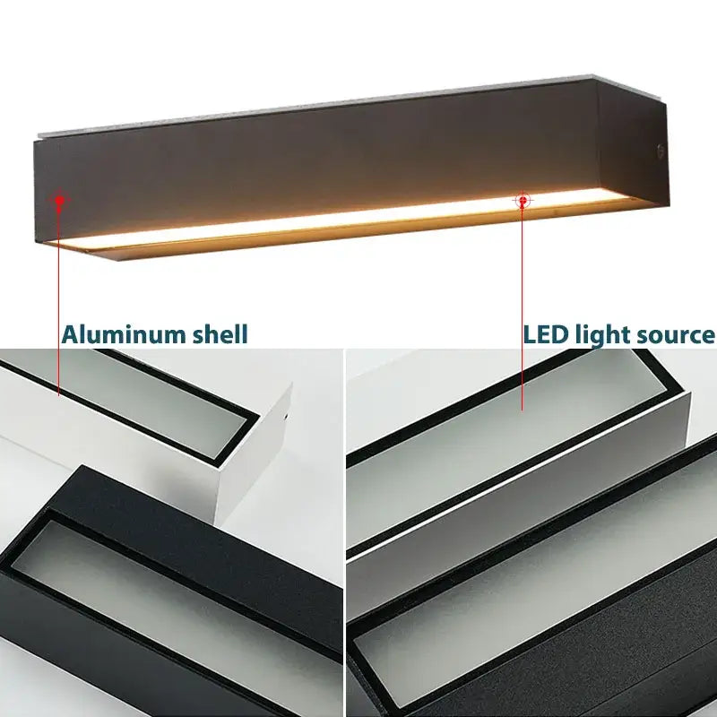 Modern black rectangular outdoor wall sconces – patio warm light