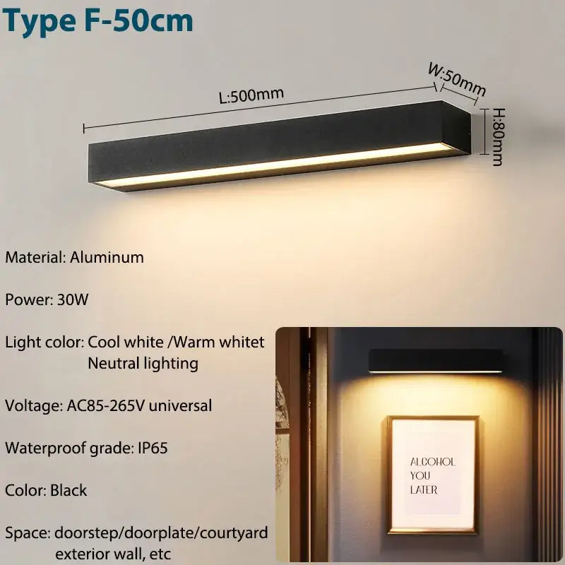 Modern black rectangular outdoor wall sconces – patio warm light