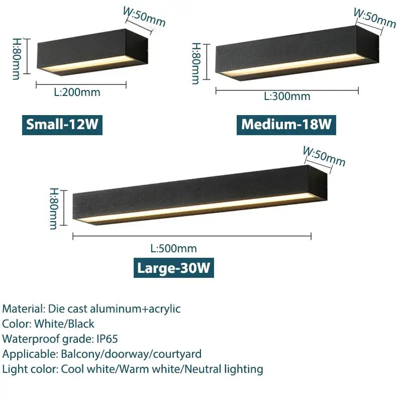 Modern black rectangular outdoor wall sconces – patio warm light