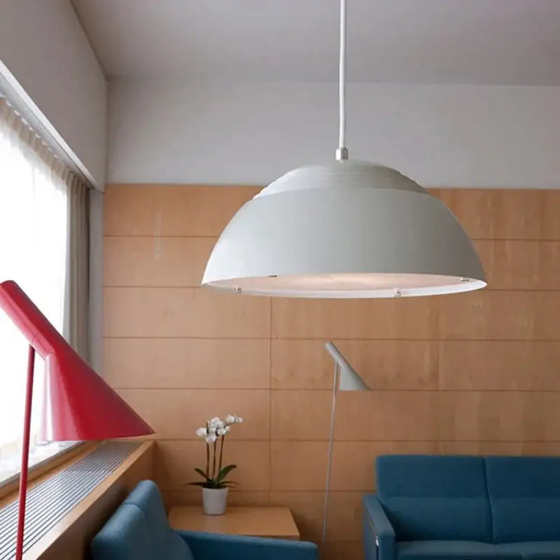 Minimalist white dome aluminum pendant lamp for dining room kitchen