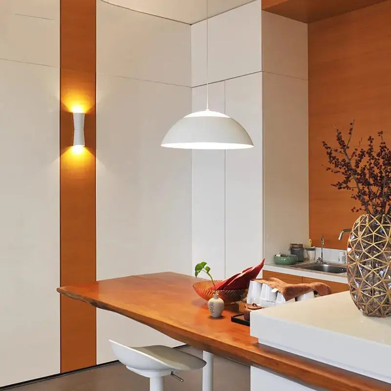 Minimalist white dome aluminum pendant lamp for dining room kitchen