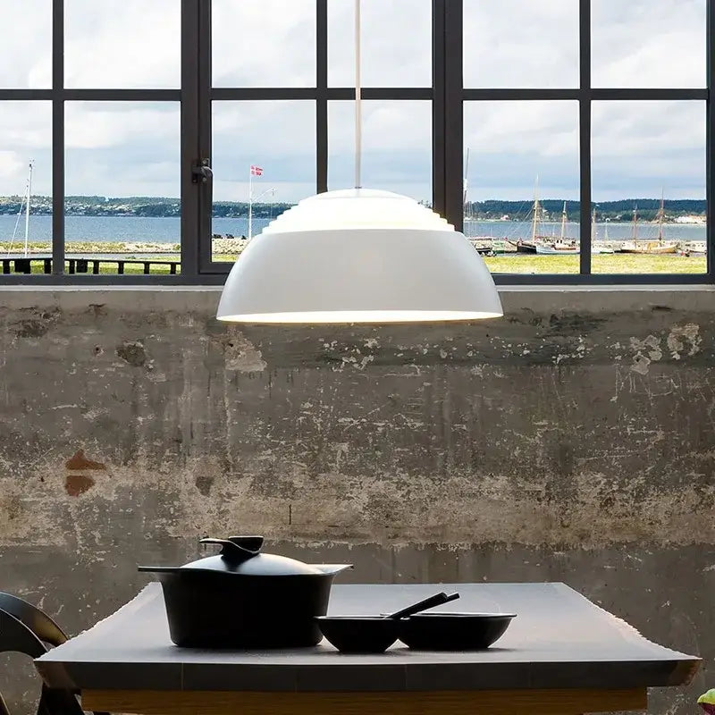 Minimalist white dome aluminum pendant lamp for dining room kitchen