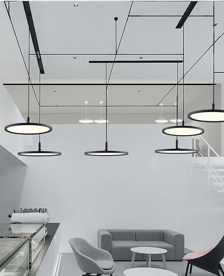 Minimalist black & white aluminum pendant light dining room led ring