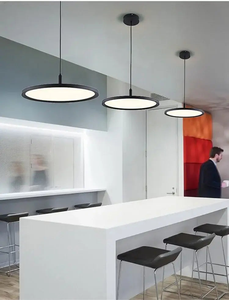 Minimalist black & white aluminum pendant light dining room led ring