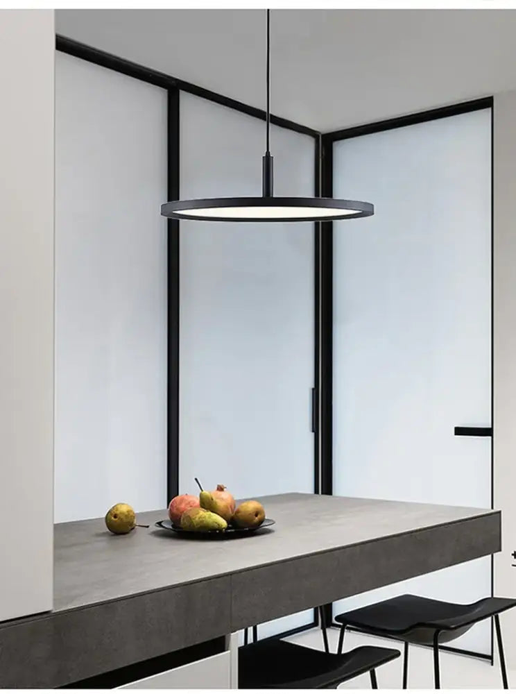 Minimalist black & white aluminum pendant light dining room led ring