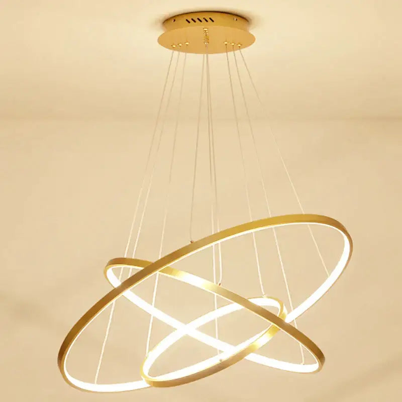 Modern gold aluminum ring chandelier for kitchen and living room