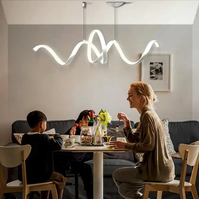 Modern white s-shaped pendant lamp for dining room kitchen island