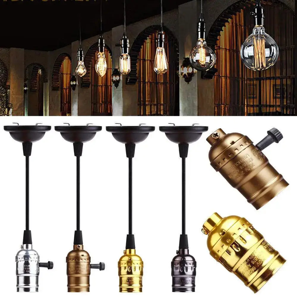 Retro vintage brass & nickel e27 screw bulb holder living room light