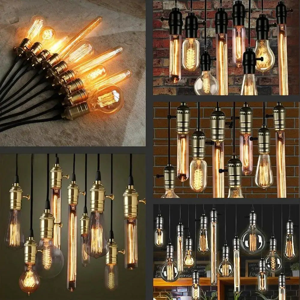 Retro vintage brass & nickel e27 screw bulb holder living room light