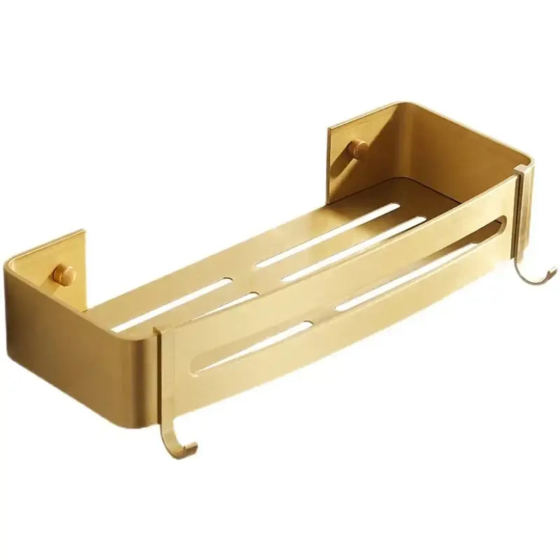 Brushed gold two tier aluminum shower shelf bathroom corner rack