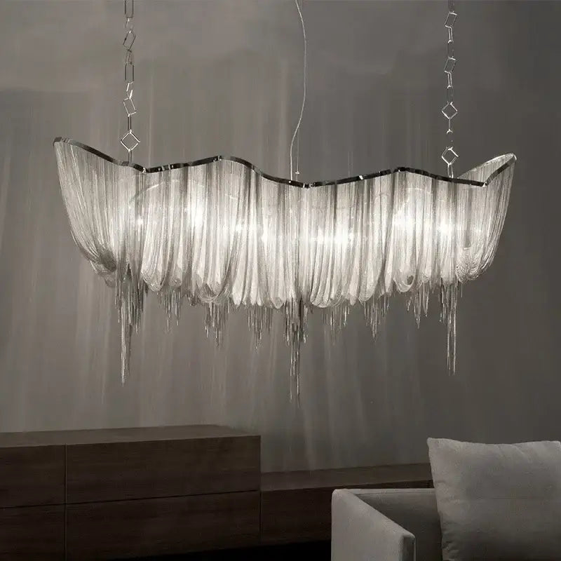 Decorbites aluminum tassel chandelier living room waterfall pendant light