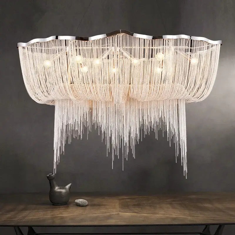 Decorbites aluminum tassel chandelier living room waterfall pendant light