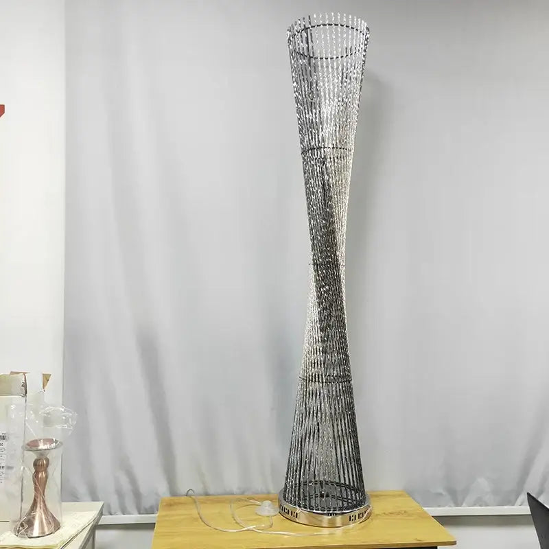 Modern silver twisted tower floor lamp living room led standing light