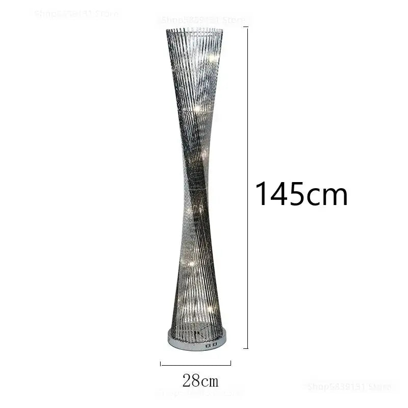 Modern silver twisted tower floor lamp living room led standing light