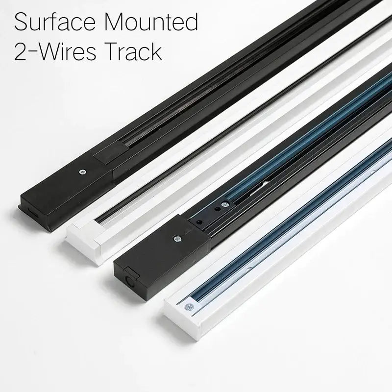 Modern black & white aluminum track rail lighting – living room system