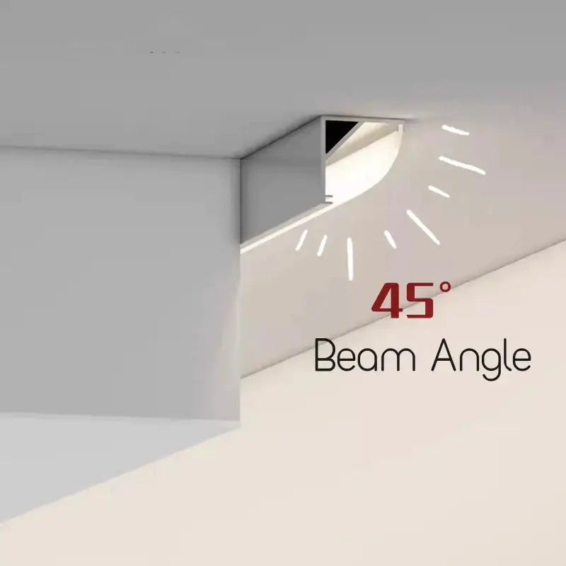 Modern black & white aluminum profile corner beam strip lights kitchen
