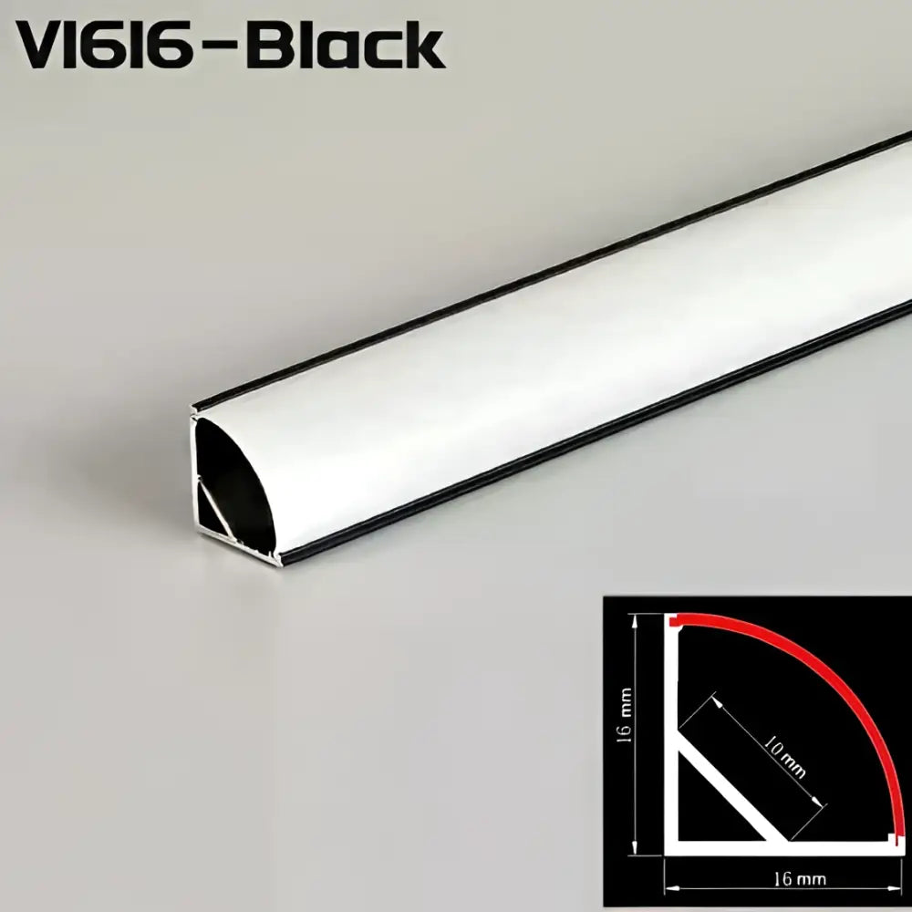 Modern black & white aluminum profile corner beam strip lights kitchen