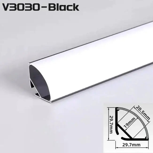 Modern black & white aluminum profile corner beam strip lights kitchen