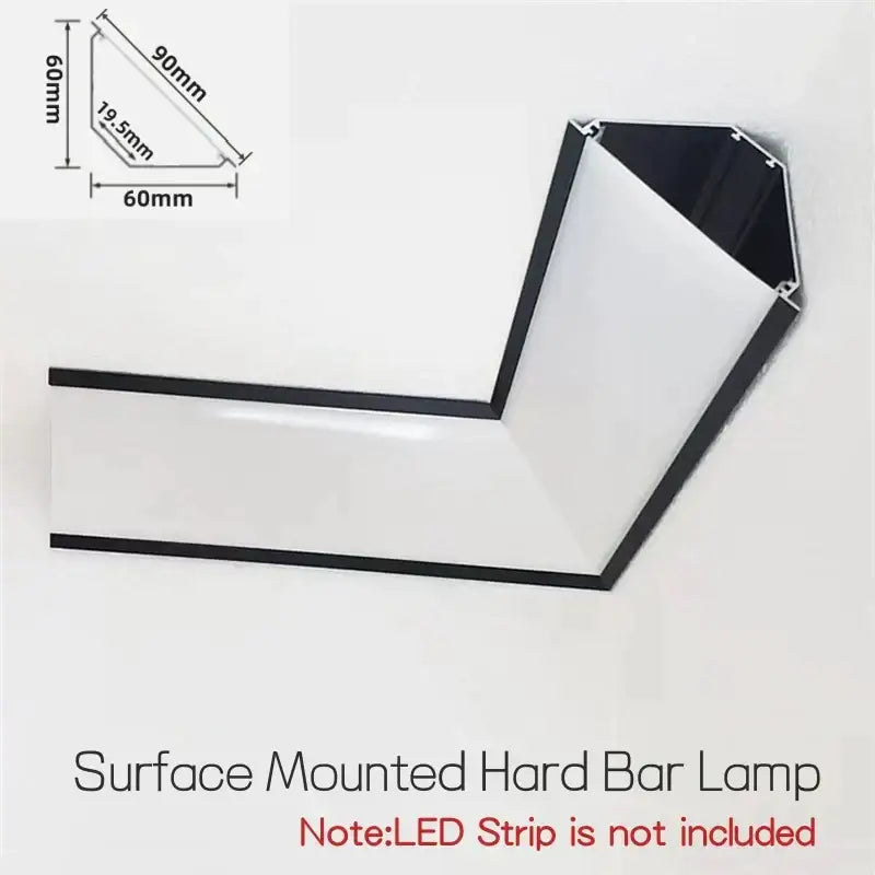 Modern black & white aluminum profile corner beam strip lights kitchen