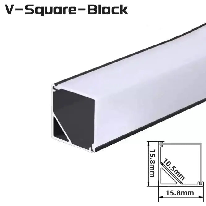 Modern black & white aluminum profile corner beam strip lights kitchen