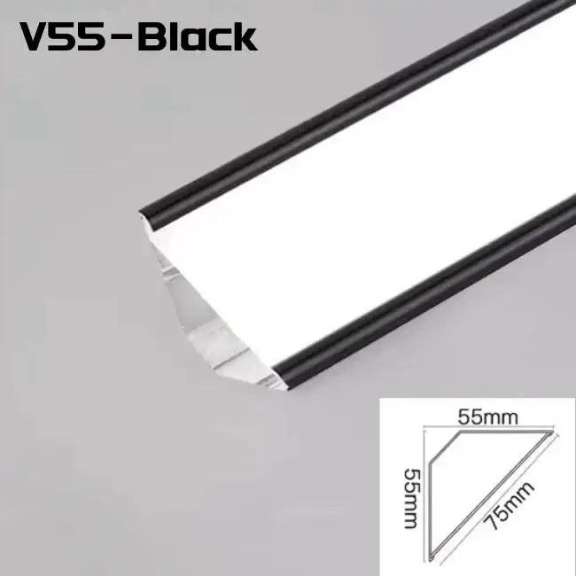 Modern black & white aluminum profile corner beam strip lights kitchen