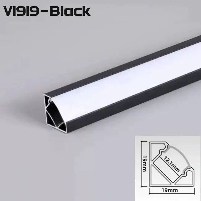 Modern black & white aluminum profile corner beam strip lights kitchen