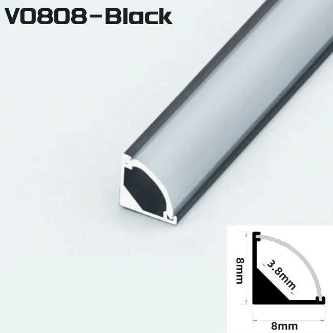 Modern black & white aluminum profile corner beam strip lights kitchen