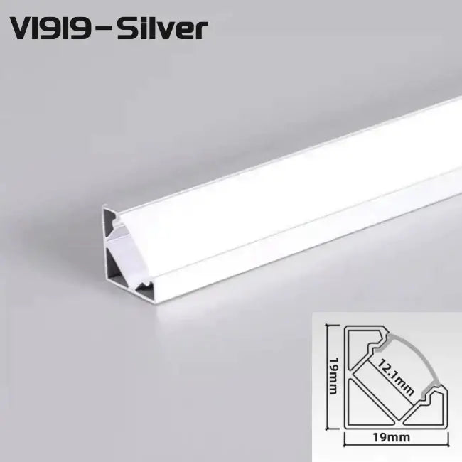 Modern black & white aluminum profile corner beam strip lights kitchen