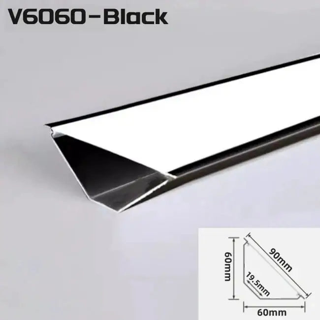 Modern black & white aluminum profile corner beam strip lights kitchen