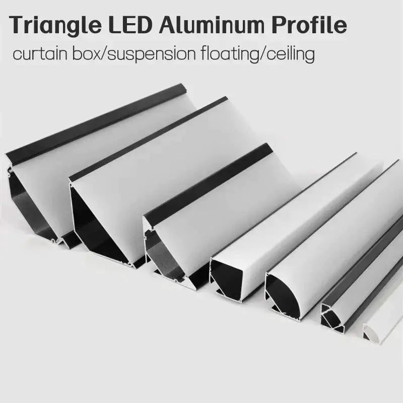 Modern black & white aluminum profile corner beam strip lights kitchen