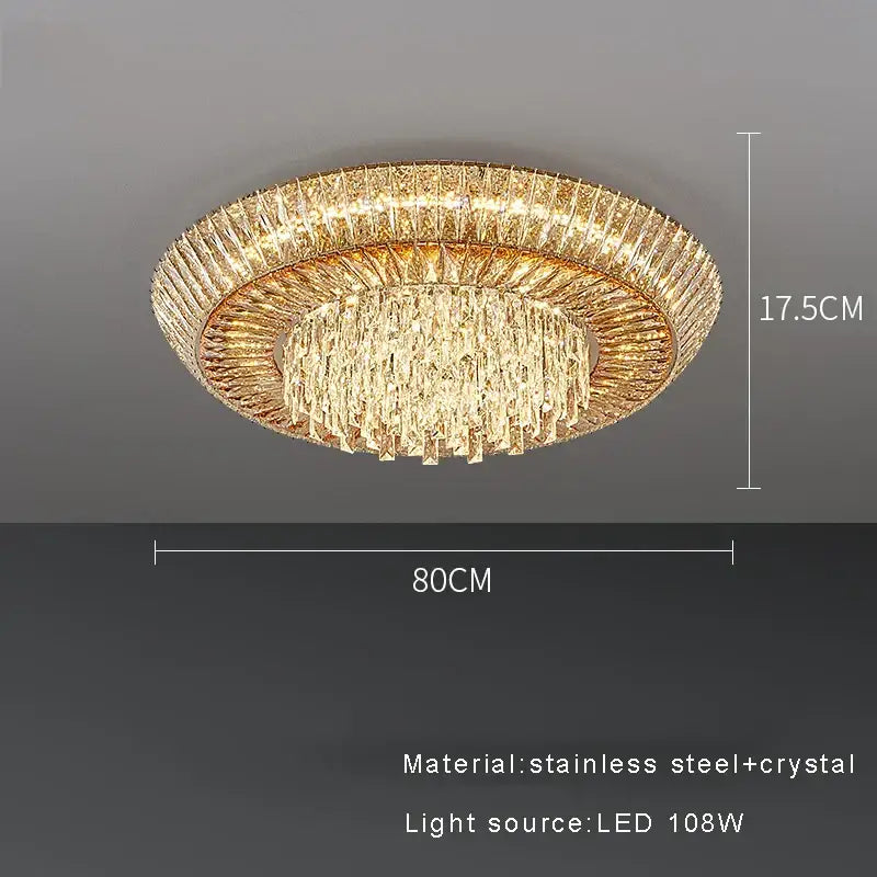 Modern amber crystal led ceiling light living room chandelier