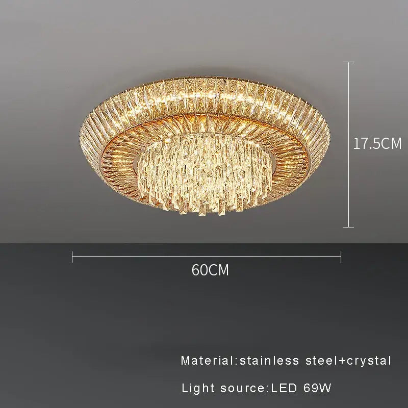 Modern amber crystal led ceiling light living room chandelier