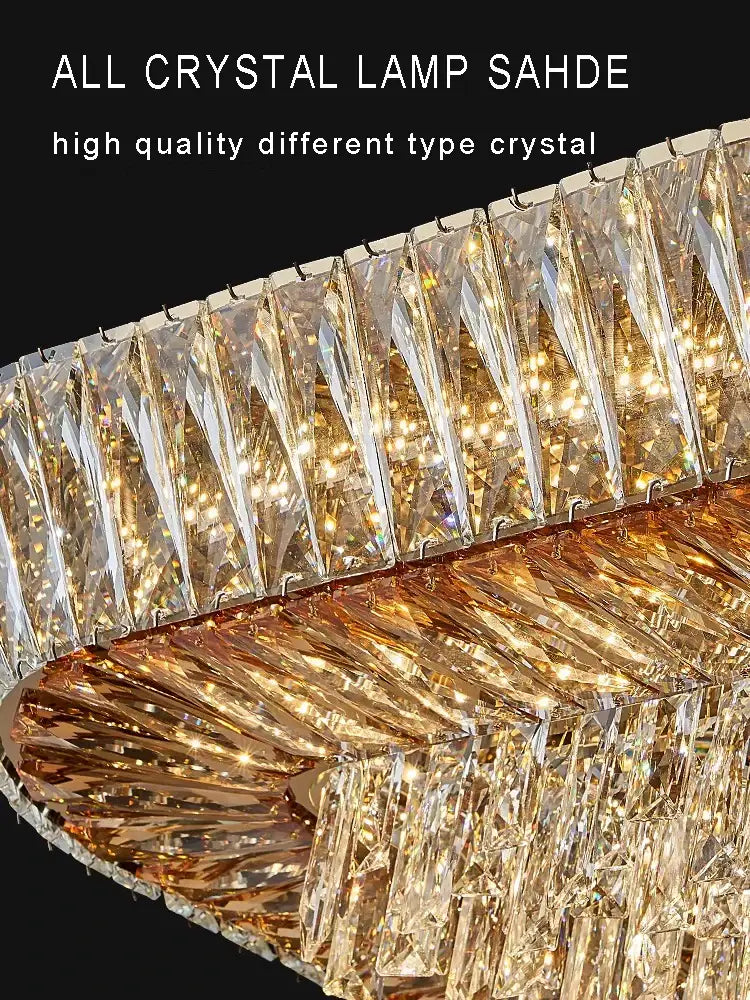 Modern amber crystal led ceiling light living room chandelier
