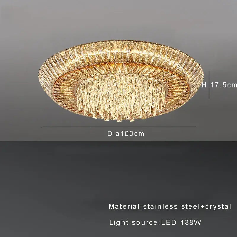 Modern amber crystal led ceiling light living room chandelier