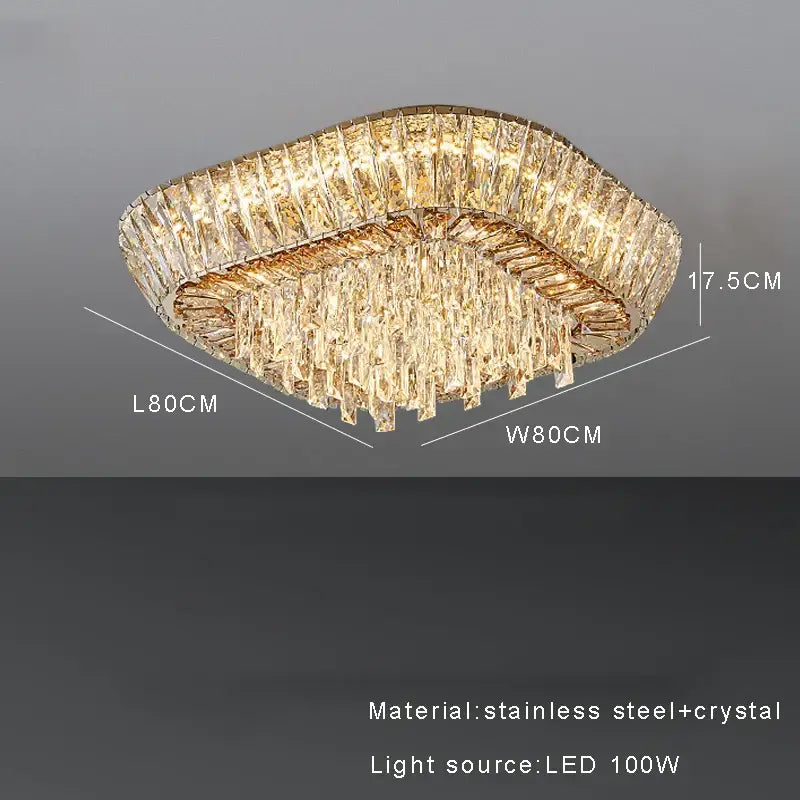 Modern amber crystal led ceiling light living room chandelier