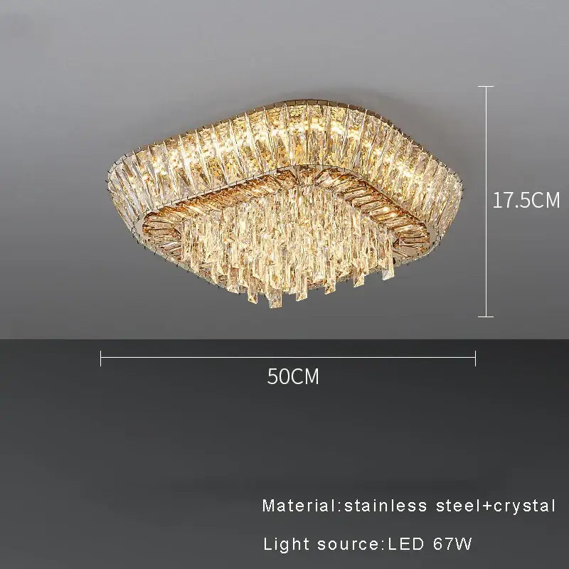 Modern amber crystal led ceiling light living room chandelier