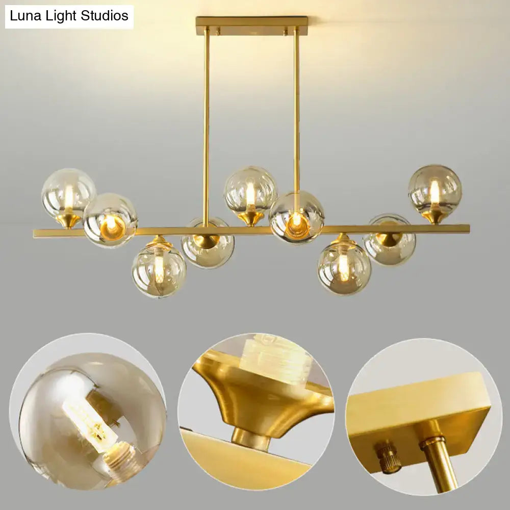 Modern gold amber glass bubbles chandelier dining room hanging light
