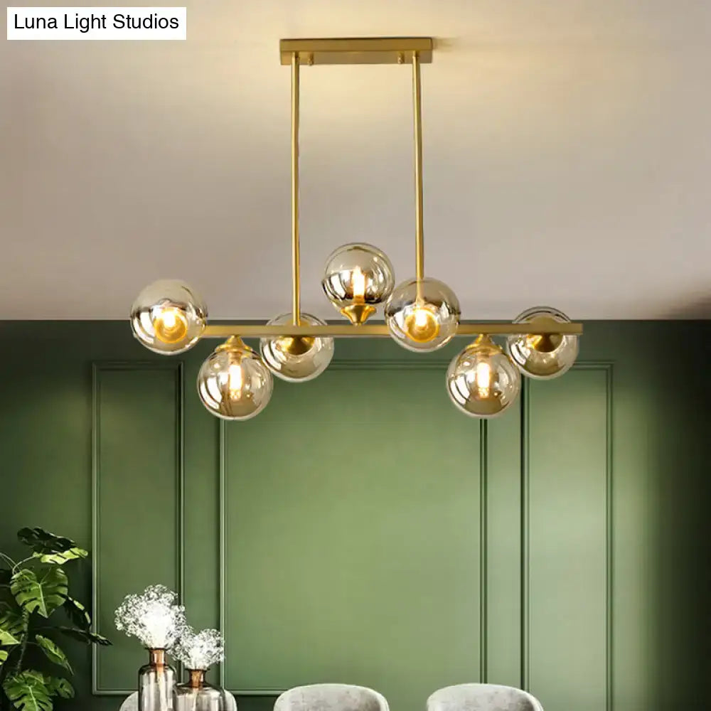 Modern gold amber glass bubbles chandelier dining room hanging light