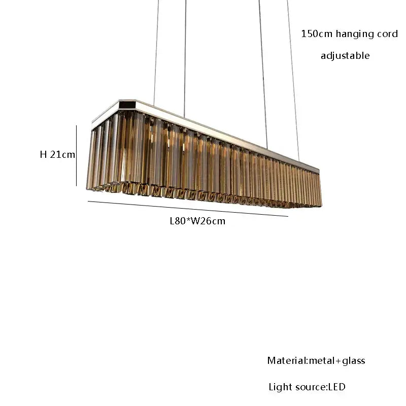 Modern bronze amber glass ceiling chandelier for dining room