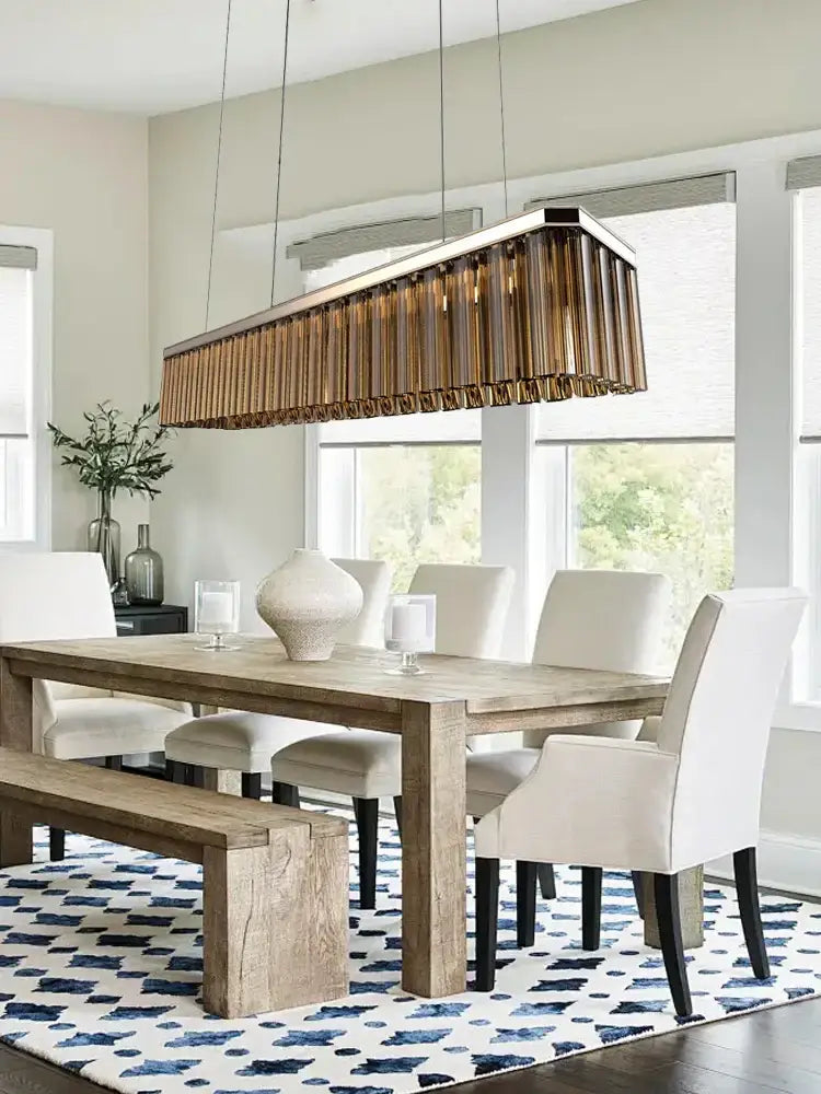 Modern bronze amber glass ceiling chandelier for dining room