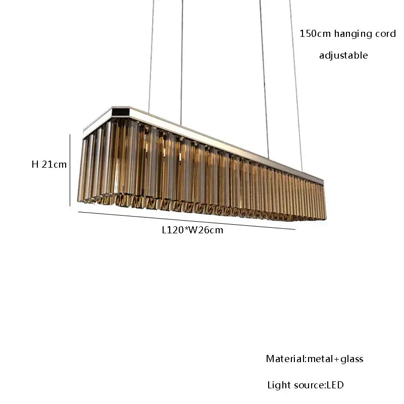 Modern bronze amber glass ceiling chandelier for dining room
