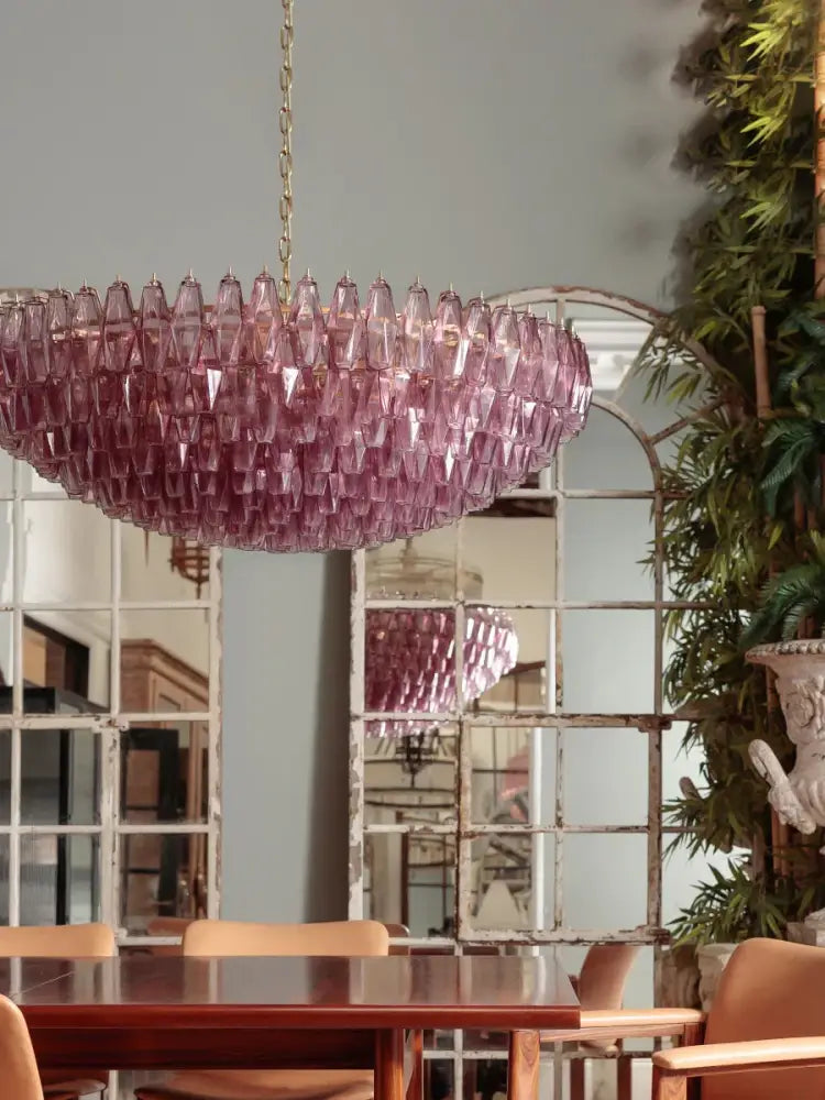 Vintage shell amber glass ceiling chandelier dining room pendant