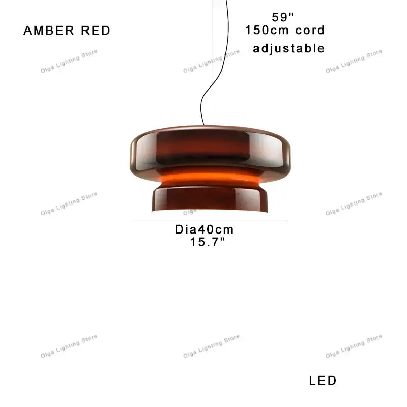 Glossy red layered glass ceiling pendant light for dining room