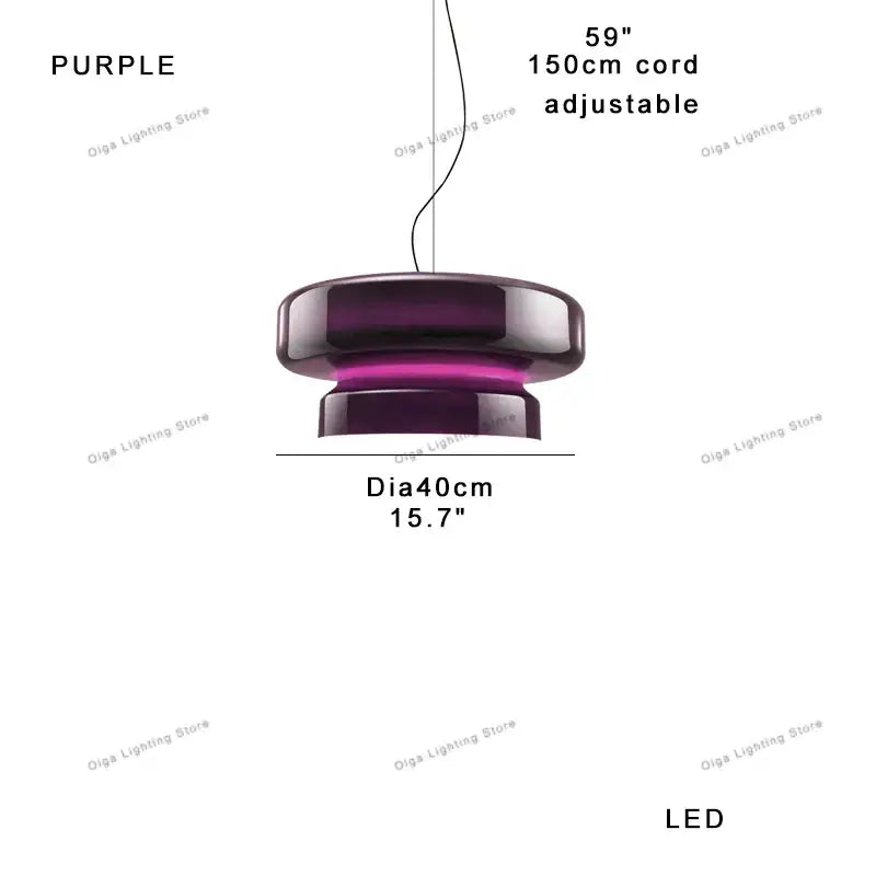 Glossy red layered glass ceiling pendant light for dining room