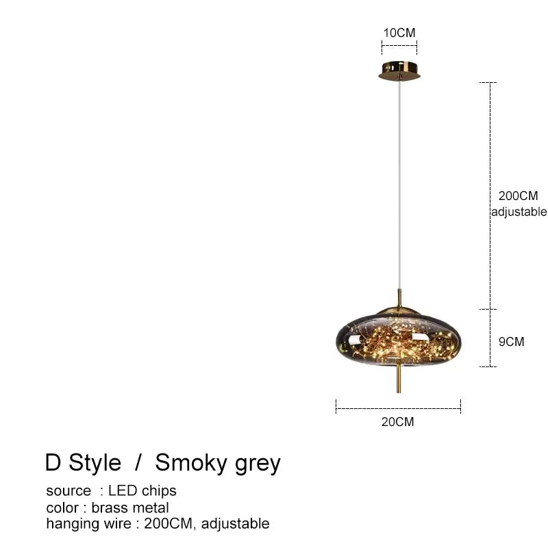 Modern amber glass chandelier – dining room string light pendant